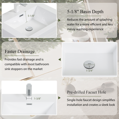 36" Aurelia - Freestanding Bathroom Vanity, Glossy White V14-36GW