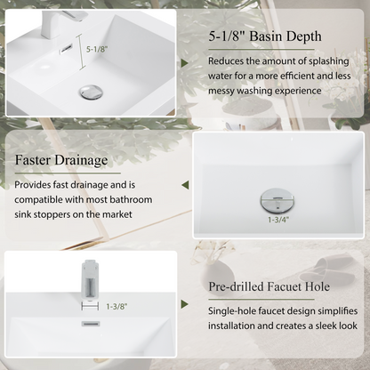 24" Aurelia - Floating Bathroom Vanity, Natural Oak V15-24NO