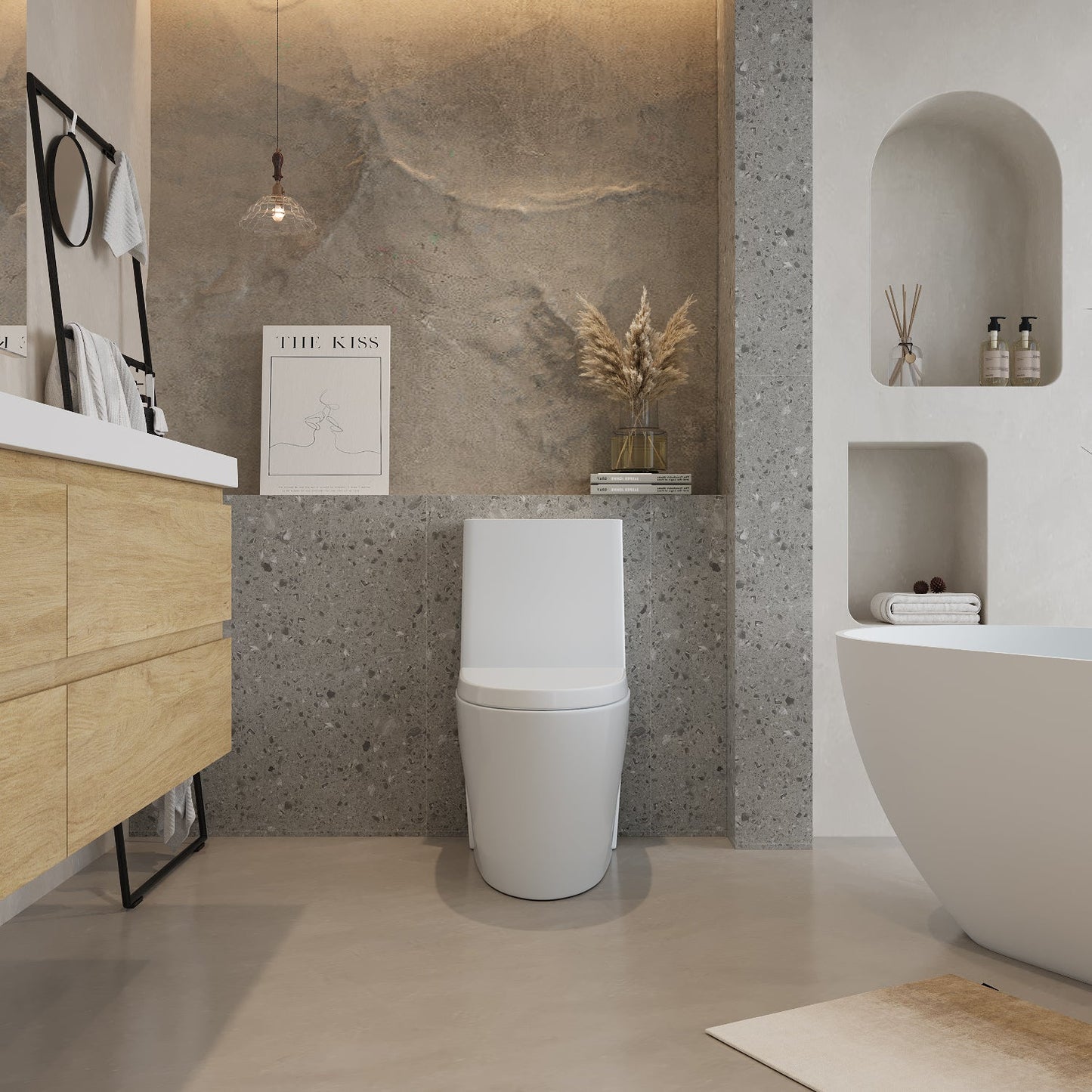 One-Piece Toilet, Dual Flush 1.1/1.6 GPF, Glossy White T01-GW