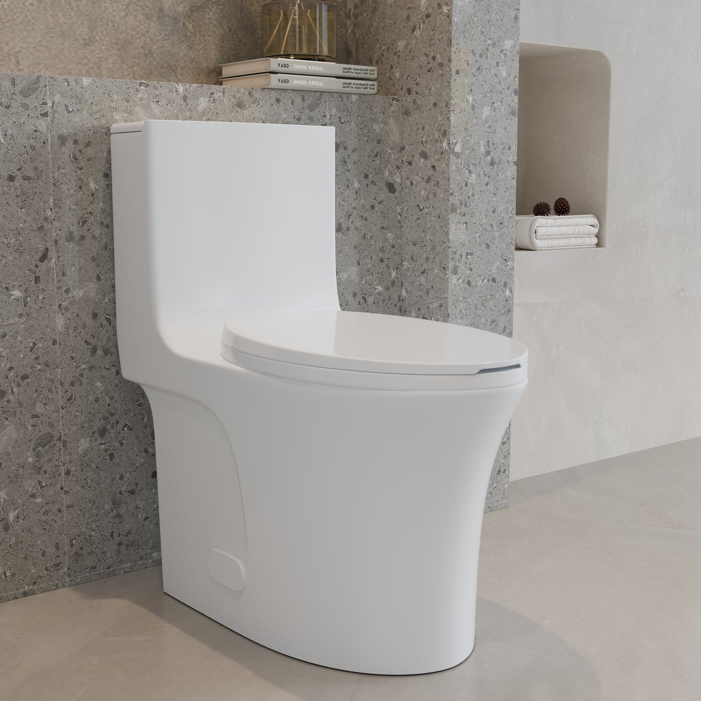 One-Piece Toilet, Dual Flush 1.1/1.6 GPF, Glossy White T02-GW