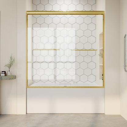 56" - 60" W x 58" H Semi-Frameless Double Sliding Tub Shower Door, D03-T60