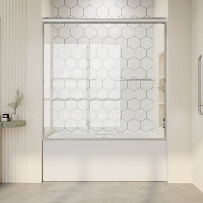 56" - 60" W x 58" H Semi-Frameless Double Sliding Tub Shower Door, D03-T60