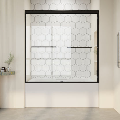 56" - 60" W x 58" H Semi-Frameless Double Sliding Tub Shower Door, D03-T60