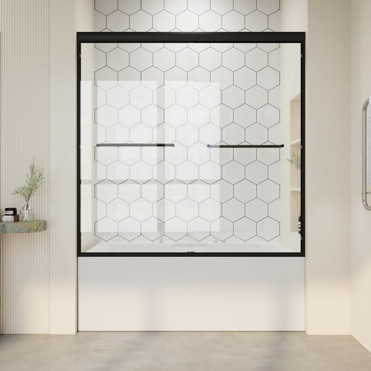 56" - 60" W x 58" H Semi-Frameless Double Sliding Tub Shower Door, D03-T60