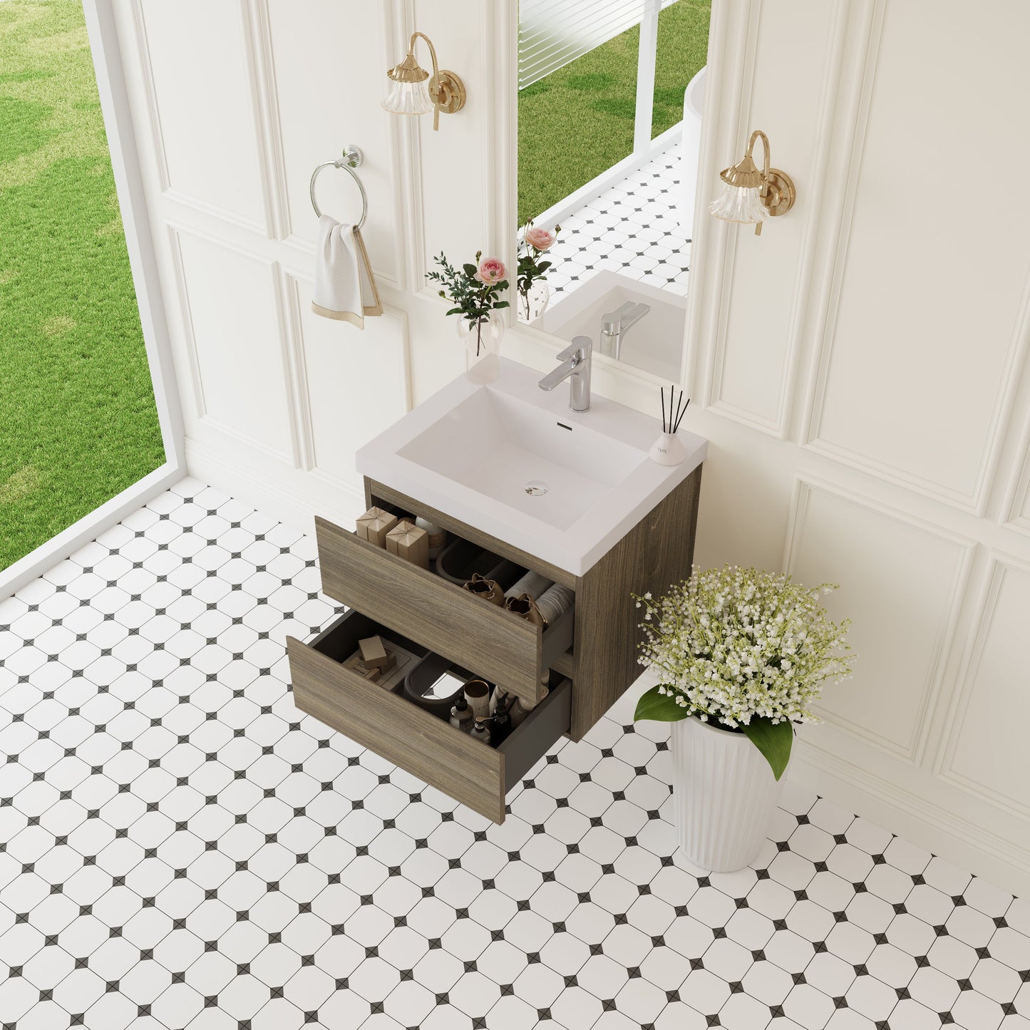 24" Angela - Floating Bathroom Vanity Ash Grey