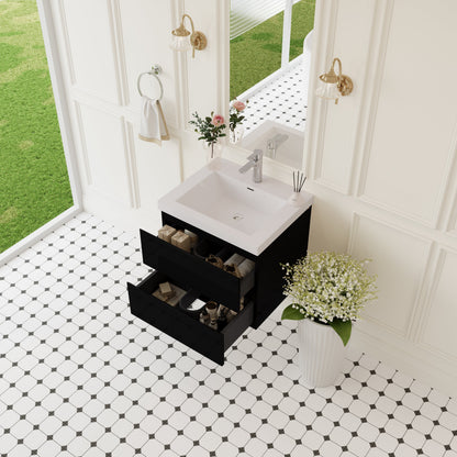 24" Angela - Floating Bathroom Vanity Glossy Black