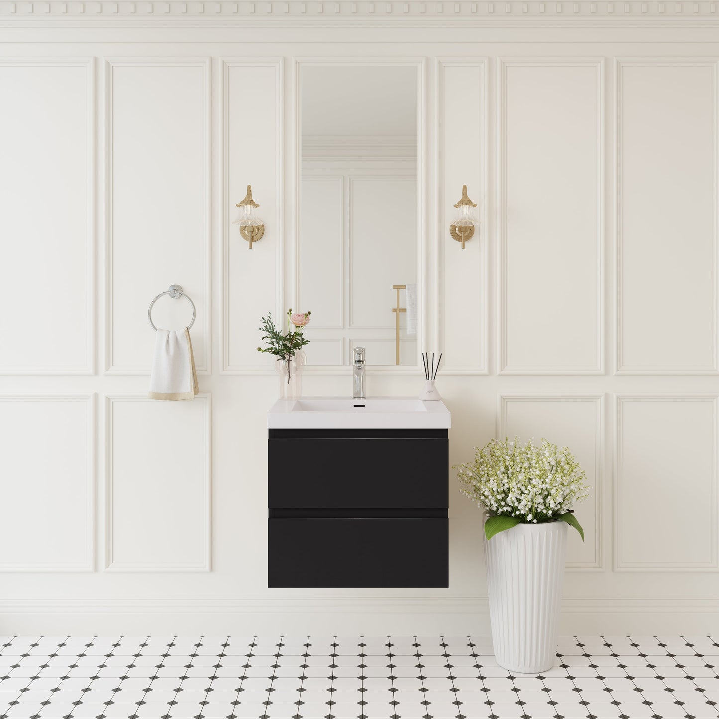 24" Angela - Floating Bathroom Vanity Glossy Black