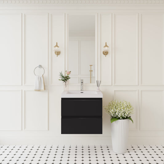 24" Angela - Floating Bathroom Vanity Glossy Black