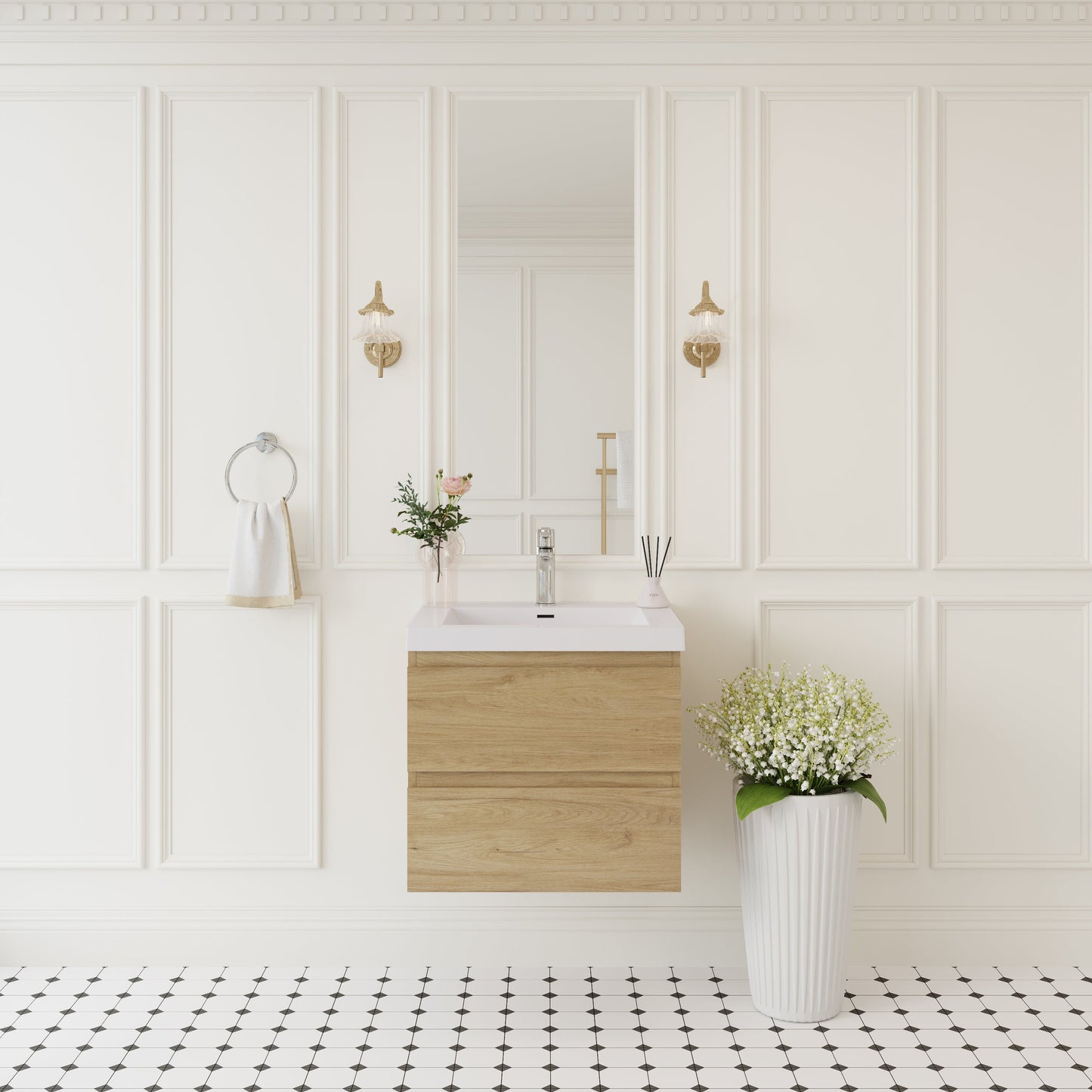 24" Angela - Floating Bathroom Vanity Natural Oak V11-24NO