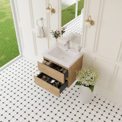 24" Angela - Floating Bathroom Vanity Natural Oak V11-24NO