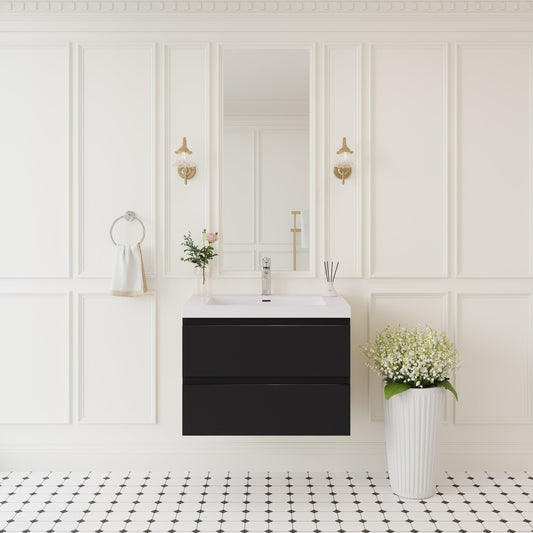 30" Angela - Floating Bathroom Vanity Glossy Black V11-30GB