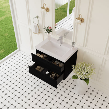 30" Angela - Floating Bathroom Vanity Glossy Black V11-30GB