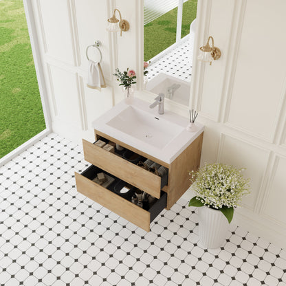 30" Angela - Floating Bathroom Vanity Natural Oak V11-30NO