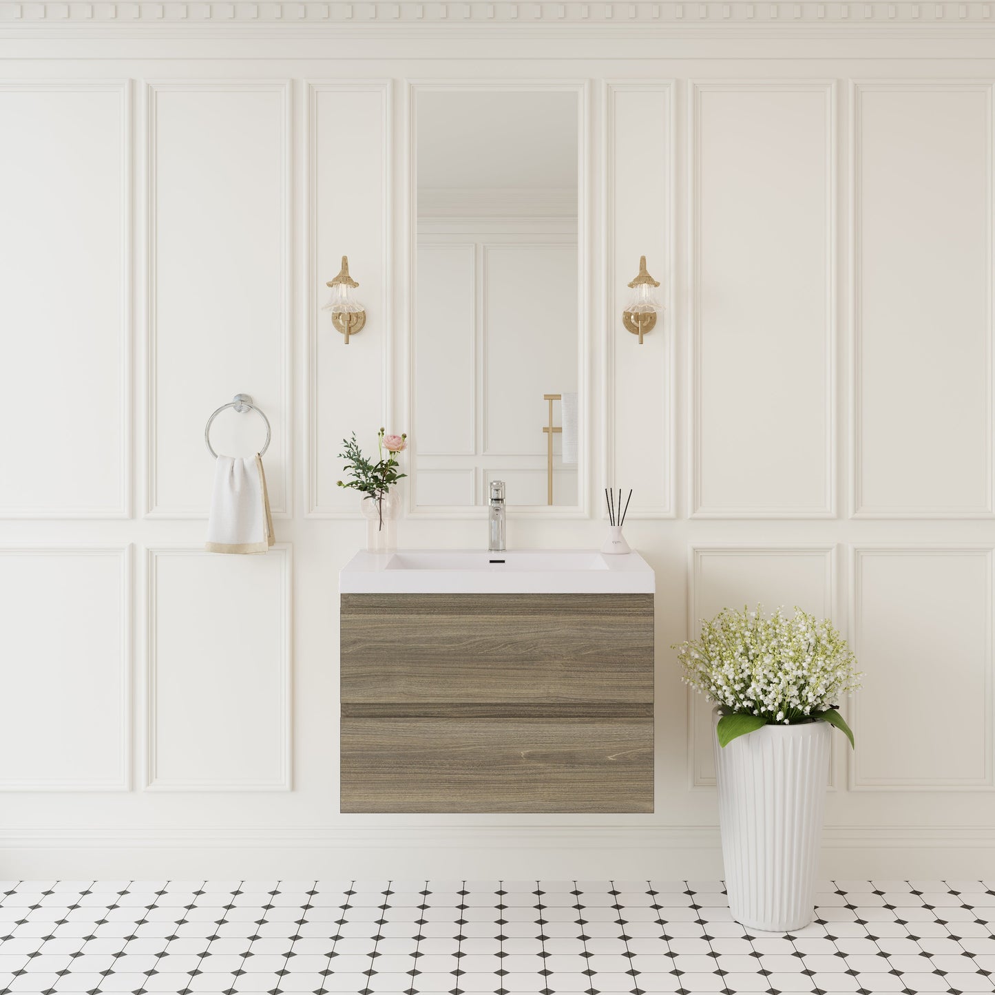 30" Angela - Floating Bathroom Vanity Ash Grey V11-30AG
