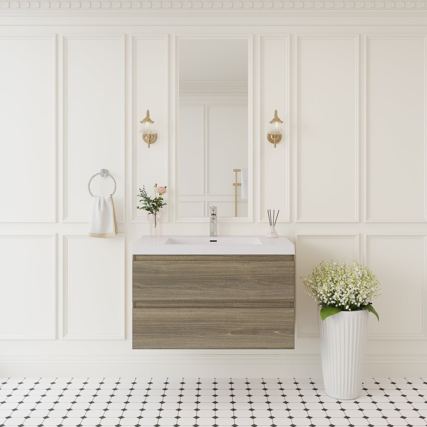 36" Angela - Floating Bathroom Vanity Ash Grey V11-36AG
