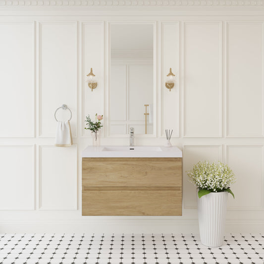36" Angela - Floating Bathroom Vanity Natural Oak V11-36NO