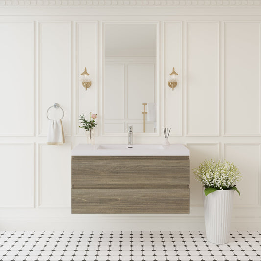 42" Angela - Floating Bathroom Vanity Ash Grey V11-42AG