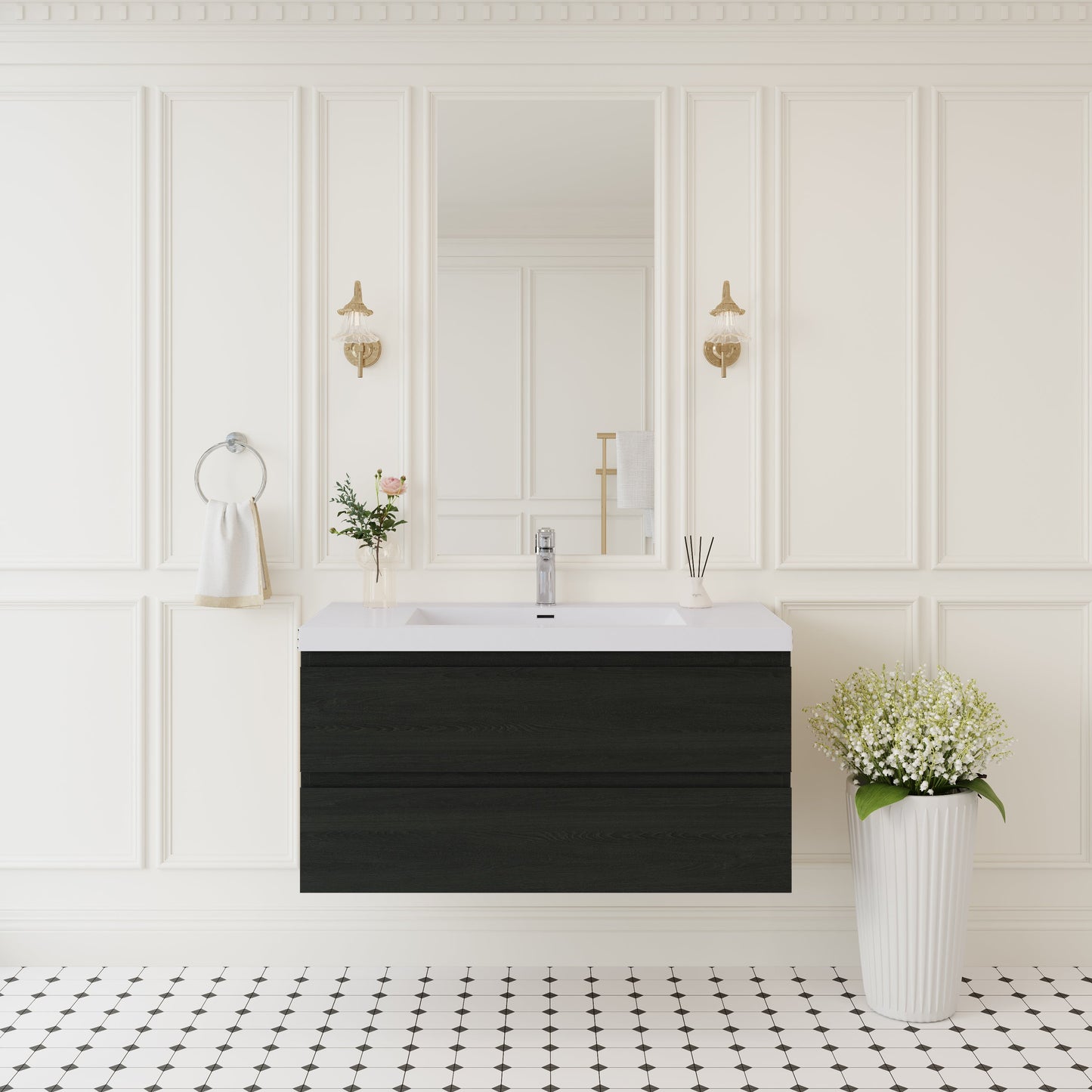 42" Angela - Floating Bathroom Vanity Ash Grey V11-42AG