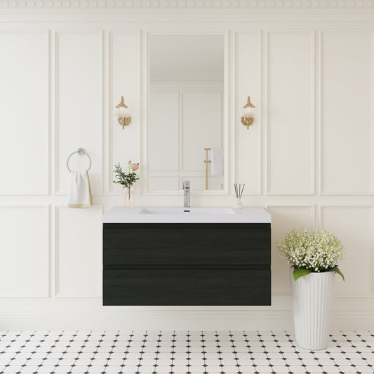 42" Angela - Floating Bathroom Vanity Espresso Wood V11-42EW