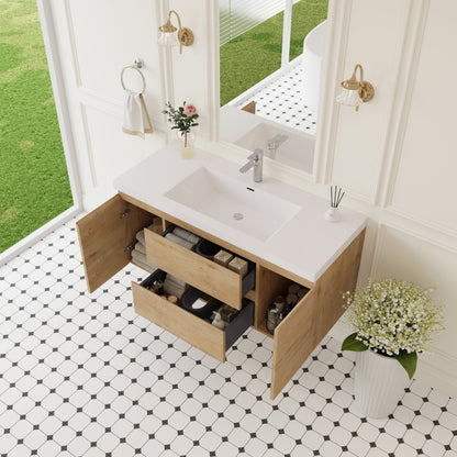 48" Angela - Floating Bathroom Vanity Natural Oak V11-48NO