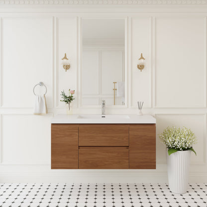 48" Angela - Floating Bathroom Vanity Honey Gold Walnut V11-48WN