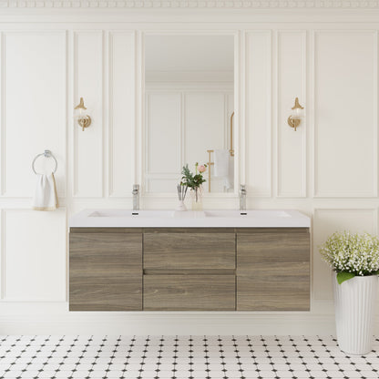 60" Angela - Floating Bathroom Vanity Double Sink Ash Grey V11-60DAG