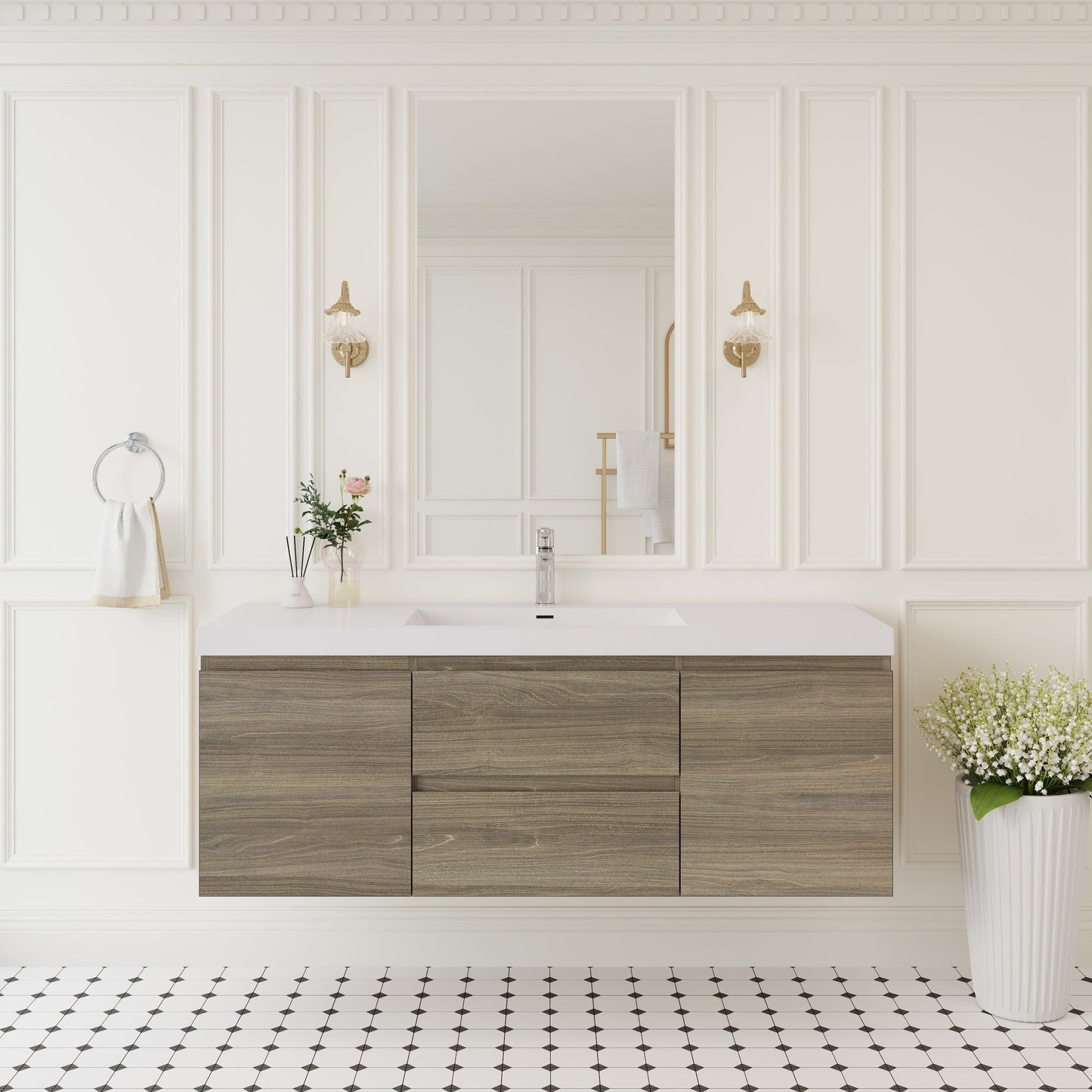 60" Angela - Floating Bathroom Vanity Single Sink Ash Grey V11-60SAG