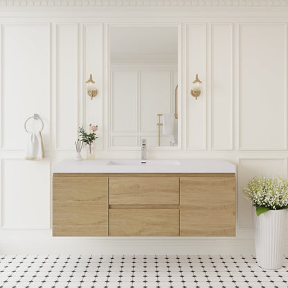 60" Angela - Floating Bathroom Vanity Single Sink Natural Oak V11-60SNO