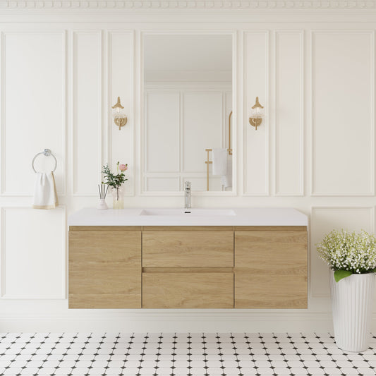 60" Angela - Floating Bathroom Vanity Single Sink Natural Oak V11-60SNO