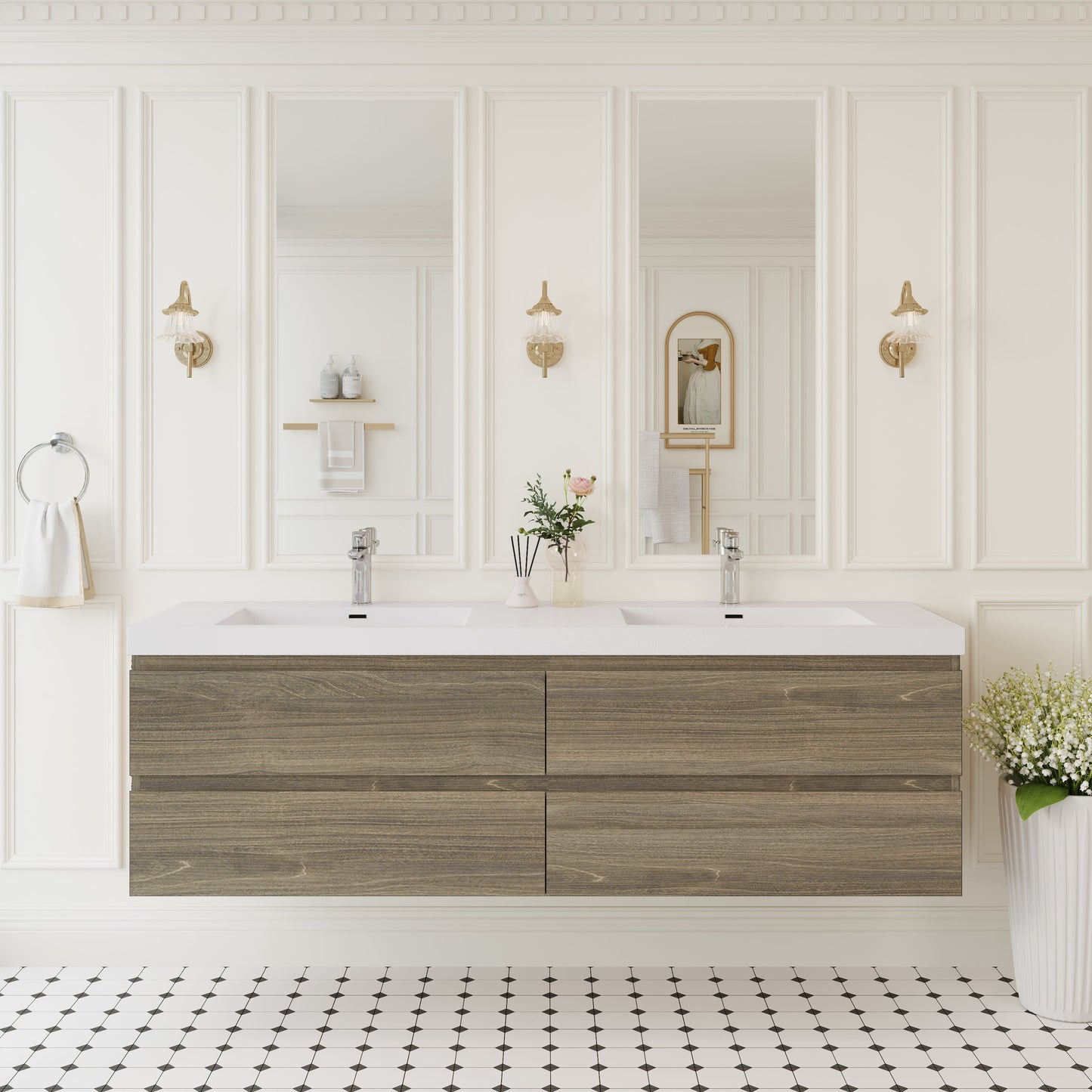 72" Angela - Floating Bathroom Vanity Double Sink Ash Grey V11-72AG