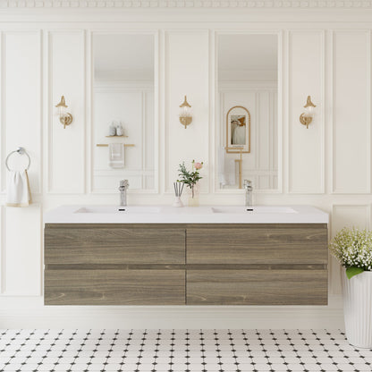 72" Angela - Floating Bathroom Vanity Double Sink Ash Grey V11-72AG