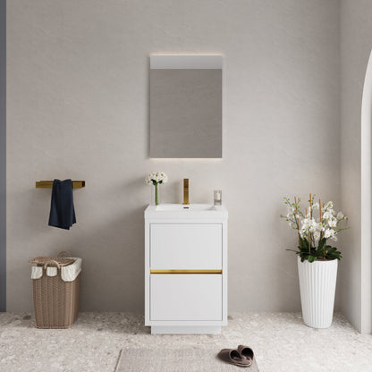 24" Aurelia - Freestanding Bathroom Vanity, Glossy White V14-24GW