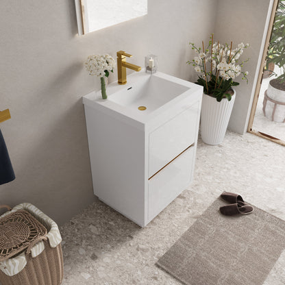24" Aurelia - Freestanding Bathroom Vanity, Glossy White V14-24GW