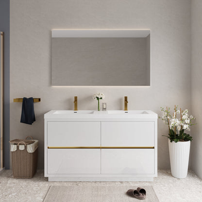 60" Aurelia - Freestanding Bathroom Vanity, Glossy White V14-60DGW