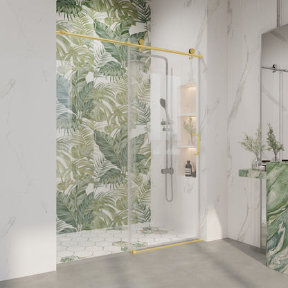 56" - 60" W x 76" H Frameless Bathroom Single Sliding Shower Door D06-60