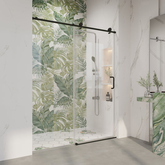 56" - 60" W x 76" H Frameless Bathroom Single Sliding Shower Door D06-60