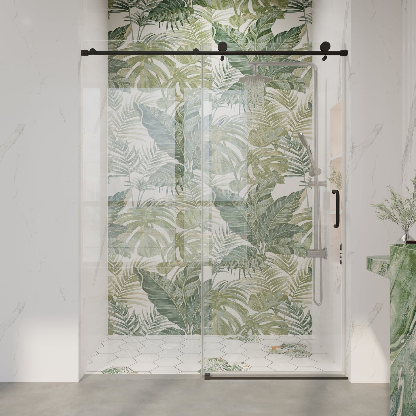 56" - 60" W x 76" H Frameless Bathroom Single Sliding Shower Door D06-60