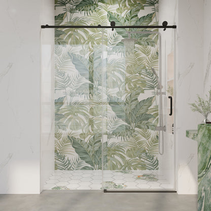 56" - 60" W x 76" H Frameless Bathroom Single Sliding Shower Door D06-60