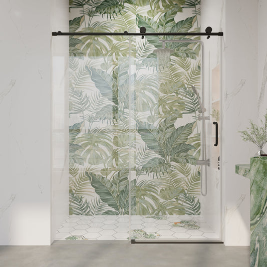 56" - 60" W x 76" H Frameless Bathroom Single Sliding Shower Door D06-60