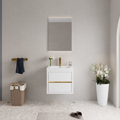 24" Aurelia - Floating Bathroom Vanity, Glossy White V15-24GW