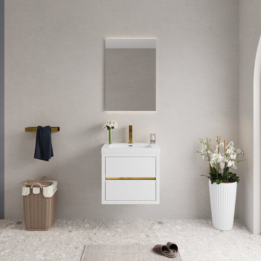 24" Aurelia - Floating Bathroom Vanity, Glossy White V15-24GW