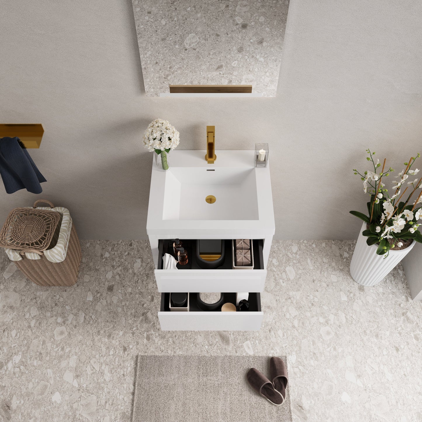 24" Aurelia - Floating Bathroom Vanity, Glossy White V15-24GW