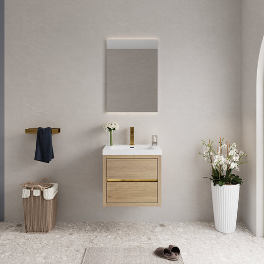 24" Aurelia - Floating Bathroom Vanity, Natural Oak V15-24NO