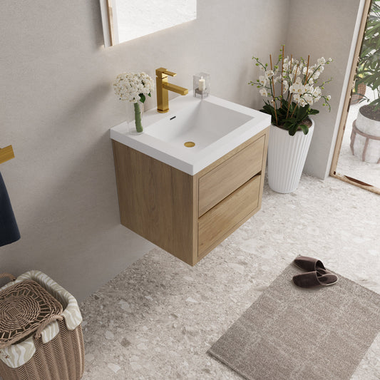24" Aurelia - Floating Bathroom Vanity, Natural Oak V15-24NO
