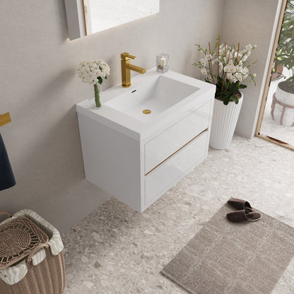 30" Aurelia - Floating Bathroom Vanity, Glossy White V15-30GW