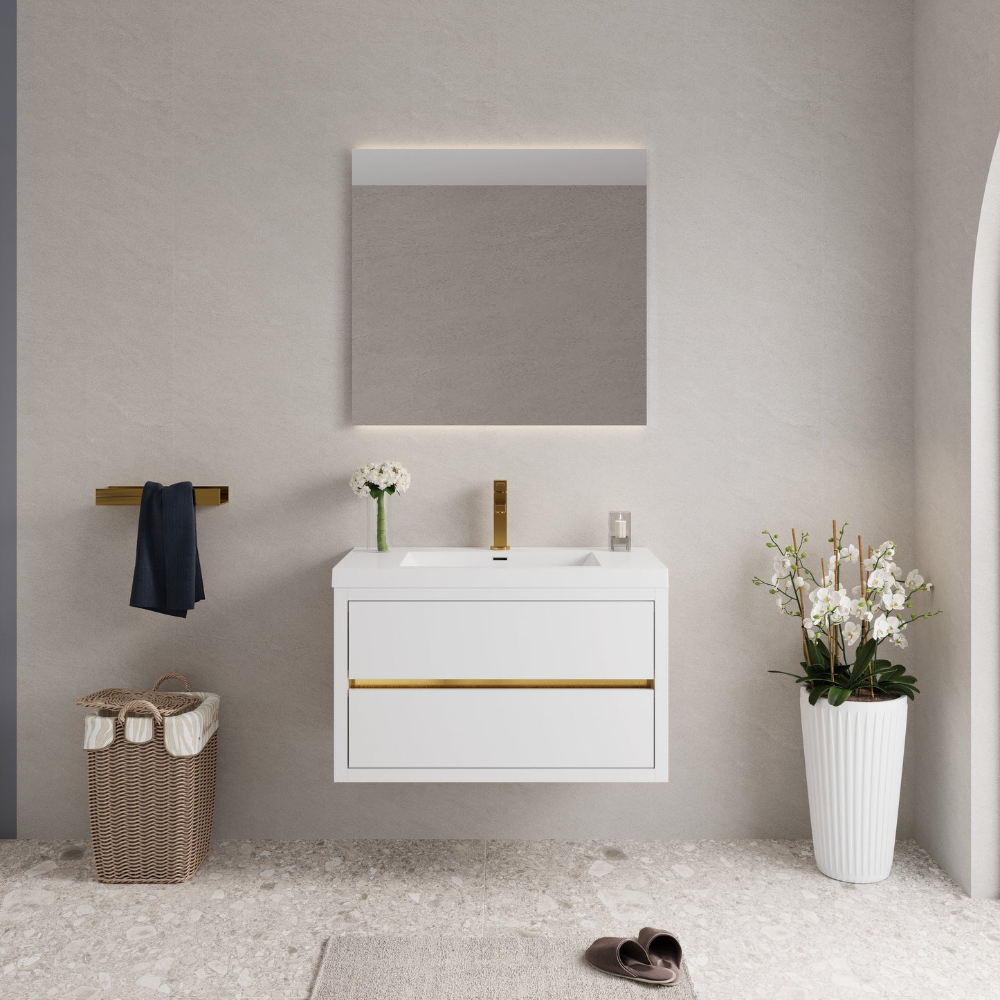 36" Aurelia - Floating Bathroom Vanity, Glossy White V15-36GW