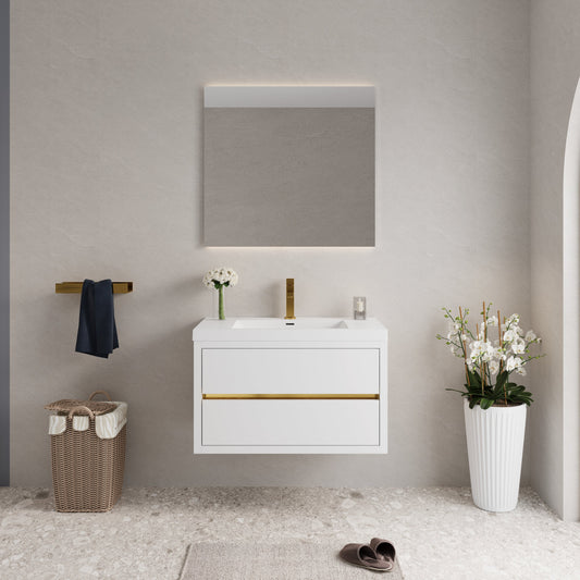 36" Aurelia - Floating Bathroom Vanity, Glossy White V15-36GW