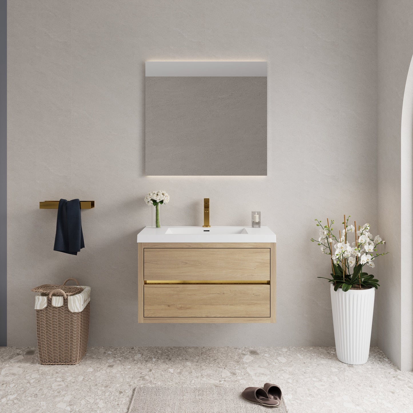 36" Aurelia - Floating Bathroom Vanity, Natural Oak V15-36NO