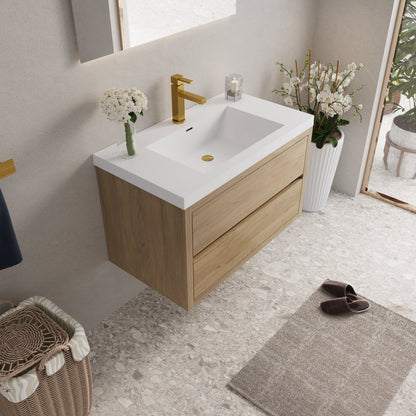 36" Aurelia - Floating Bathroom Vanity, Natural Oak V15-36NO