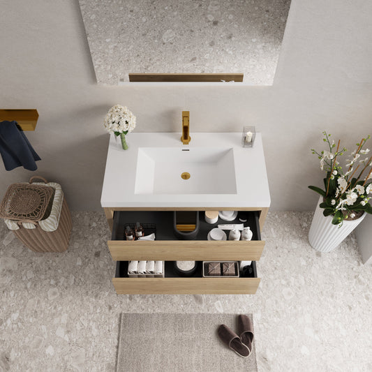 36" Aurelia - Floating Bathroom Vanity, Natural Oak V15-36NO